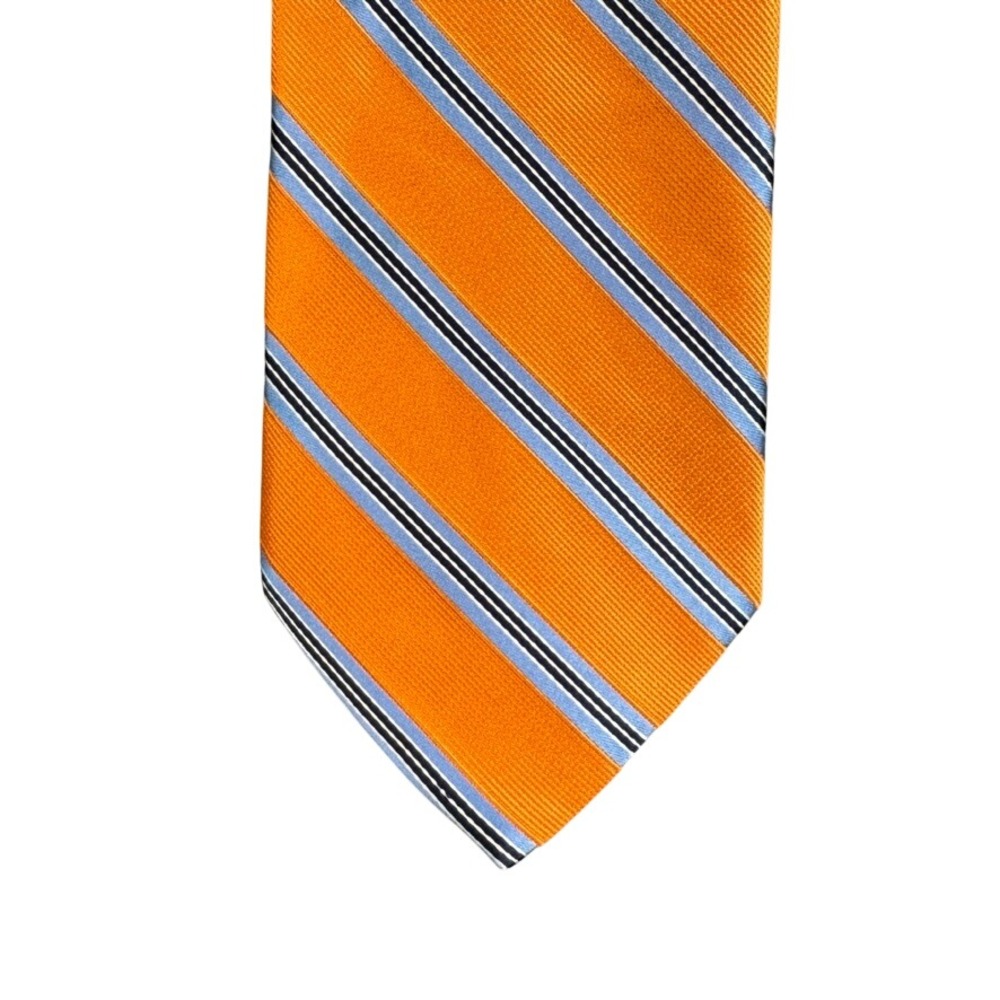 Nautica Mens Silk Tie Orange Blue White Diagonal Striped Made in USA RN 121148